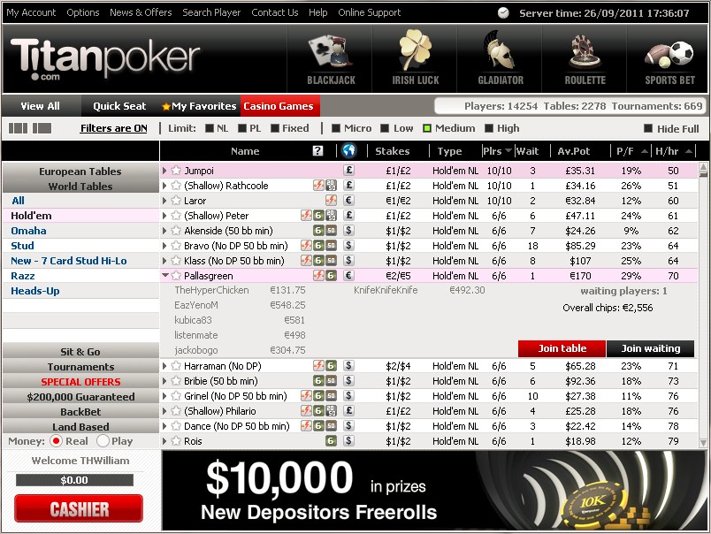 Titan Poker Lobby Titan Poker Lobby