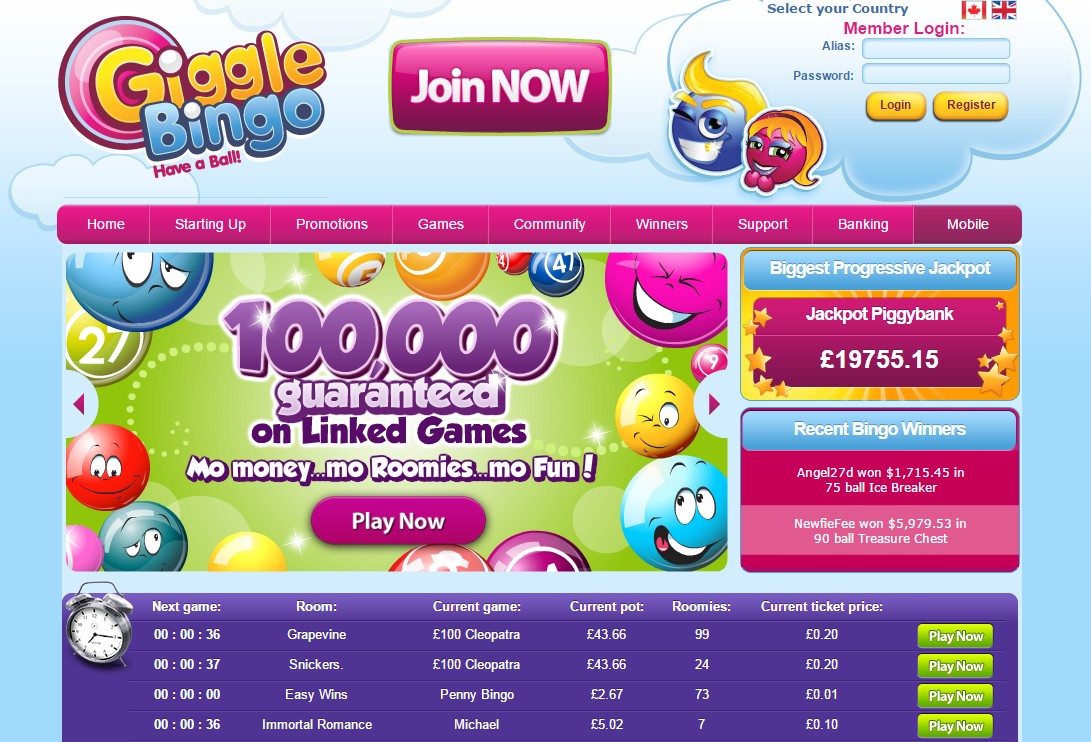 Giggle Bingo Homepage Giggle Bingo Homepage
