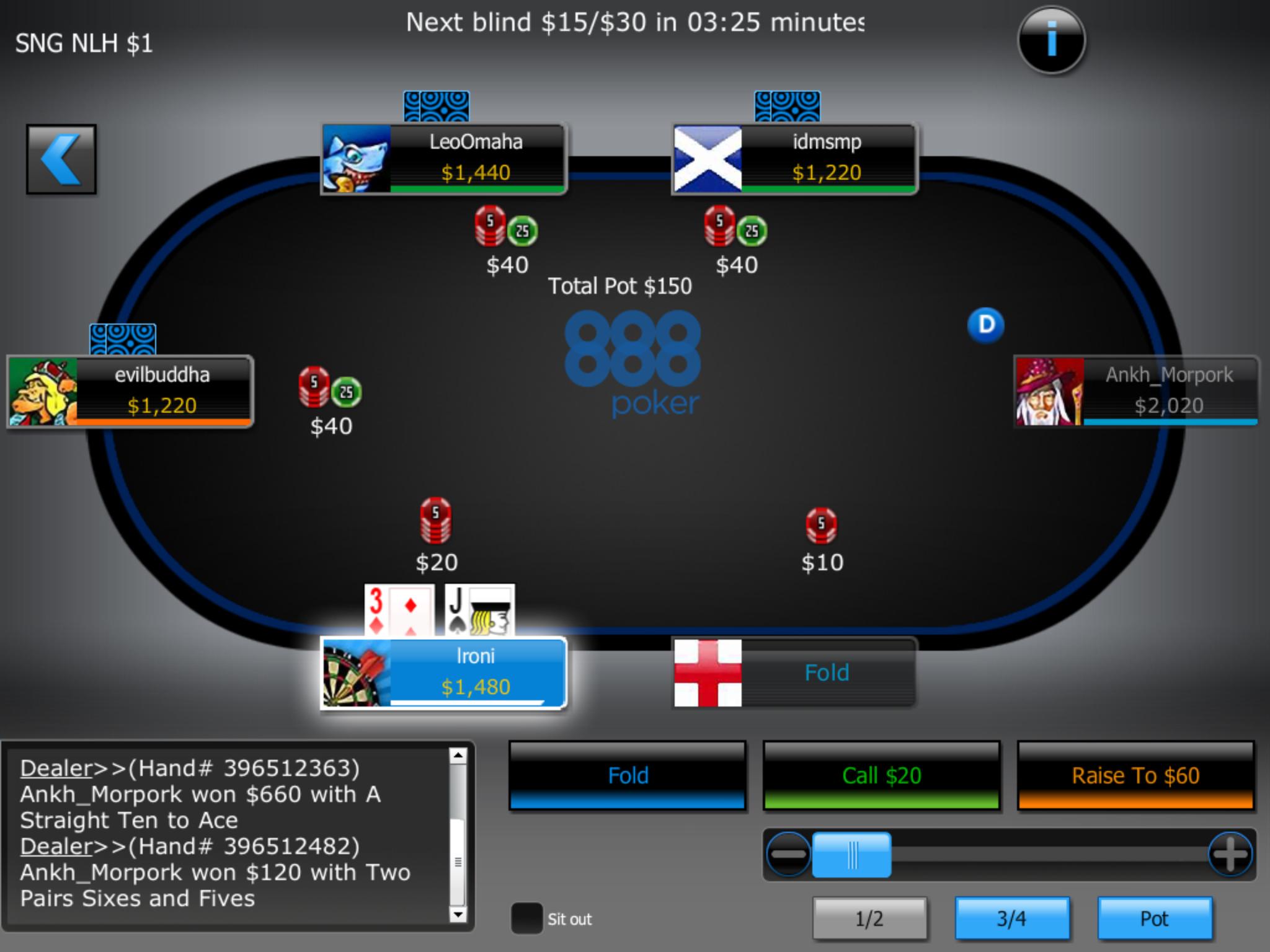 888Poker iPad Table