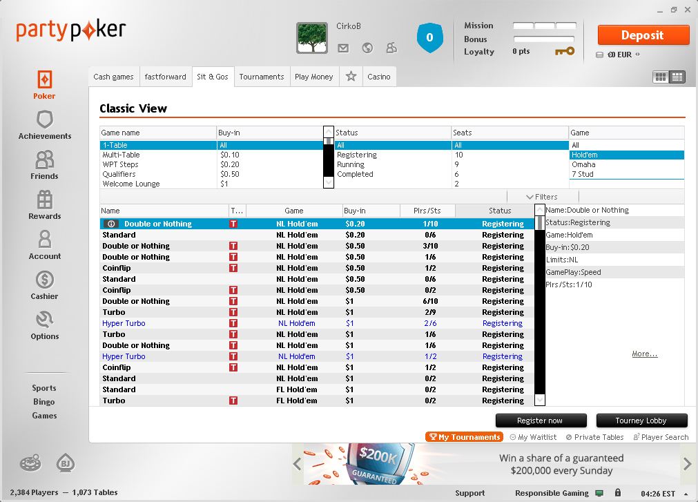 Party Poker Lobby Party Poker Lobby