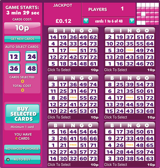 75 ball card layout